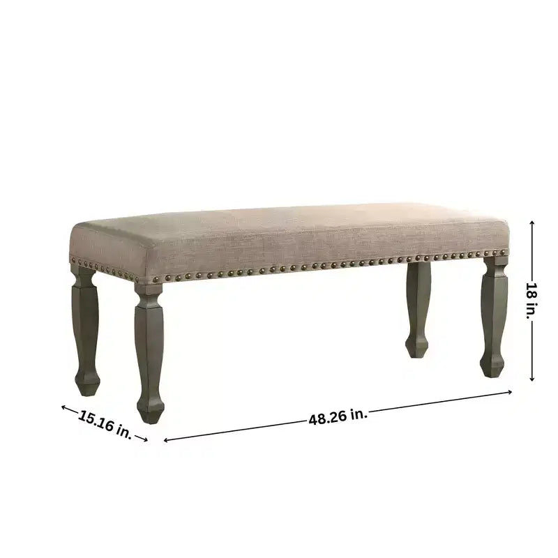 Panca moderna in legno rivestita in tessuto da 48" con borchie decorative – Panchina da ingresso o camera da letto