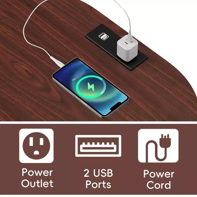 Madia moderna di metà secolo con ante scorrevoli a persiana, presa di corrente e porte USB integrate
