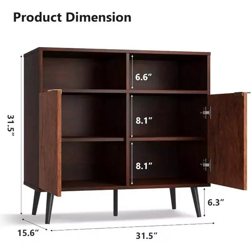 Mobile buffet da cucina rustico da 31,5" con ante scorrevoli a persiana – Credenza in legno rustico