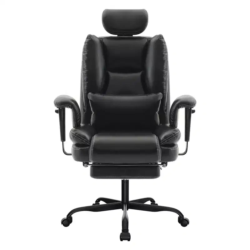 Sedia da ufficio ergonomica – Sedia da computer con schienale alto in pelle PU con supporto lombare e poggiatesta sollevabile
