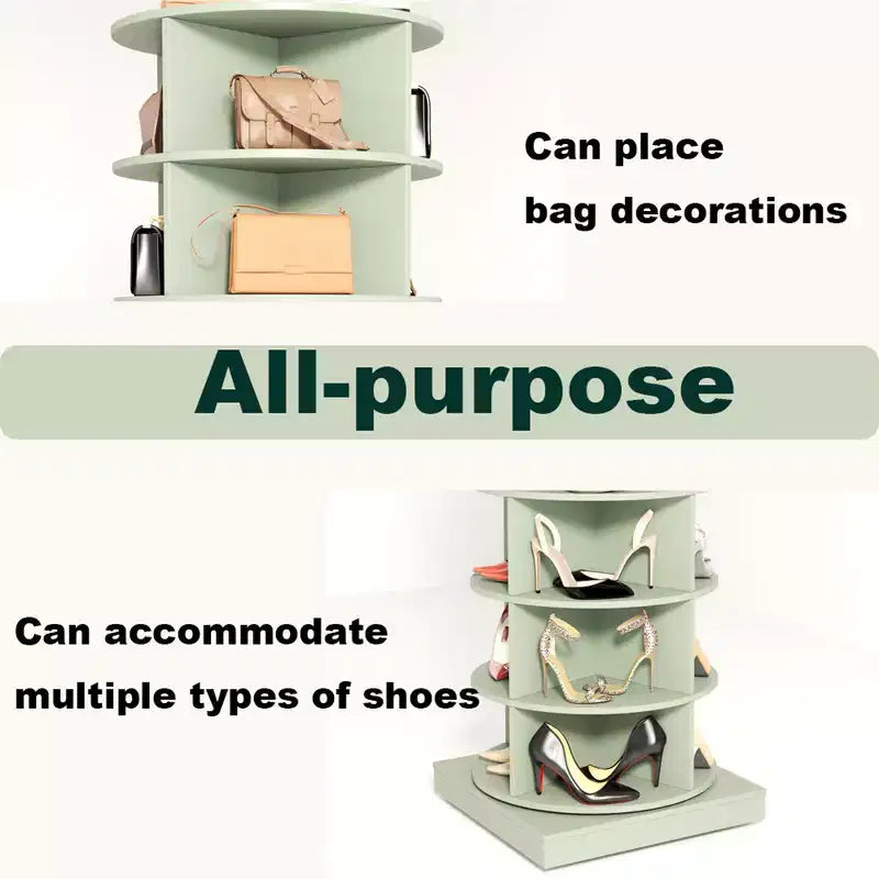 Torre scarpiera girevole a 360° – Organizer verticale rotante per scarpe e borse