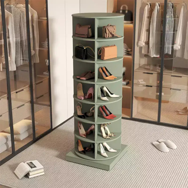 Torre scarpiera girevole a 360° – Organizer verticale rotante per scarpe e borse