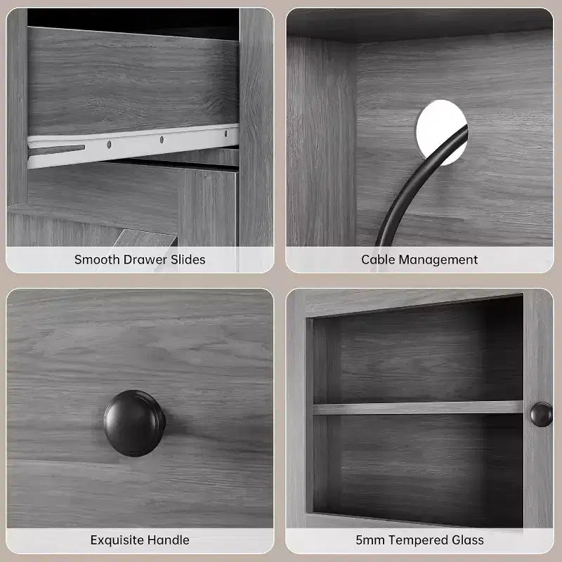 Dispensa da Cucina con Supporto per Microonde – Credenza Autoportante con Armadietto e Vano Contenitore Alto