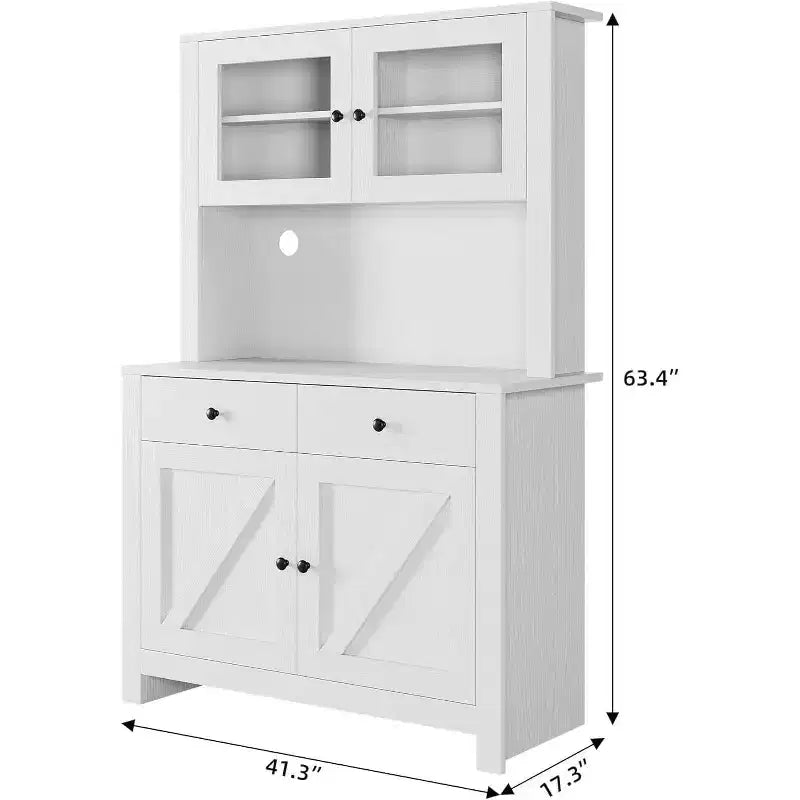 Dispensa da Cucina con Supporto per Microonde – Credenza Autoportante con Armadietto e Vano Contenitore Alto