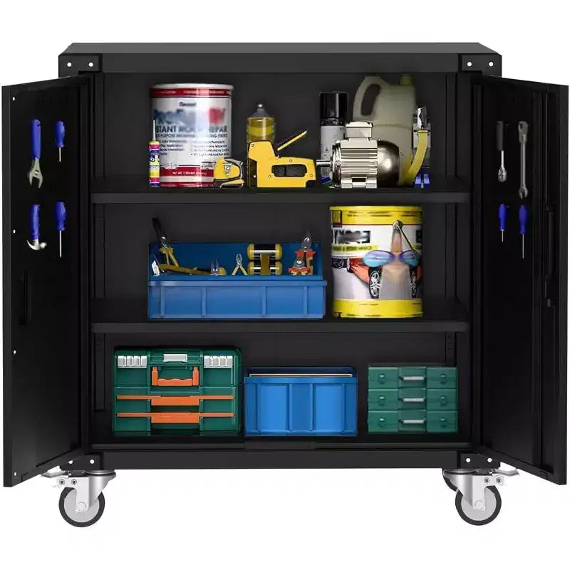 Armadietto portautensili con ruote – Organizer da garage in metallo resistente