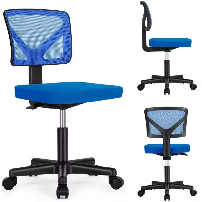 Sedia da ufficio senza braccioli in rete a schienale basso – Sedia ergonomica da lavoro leggera