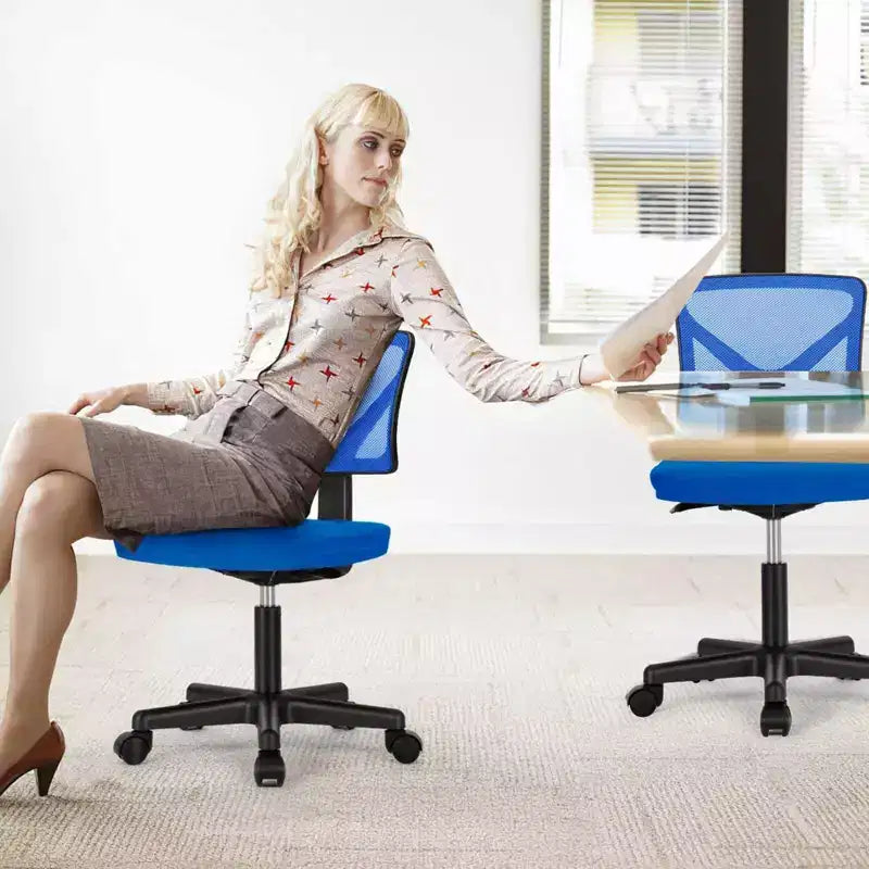 Sedia da ufficio senza braccioli in rete a schienale basso – Sedia ergonomica da lavoro leggera