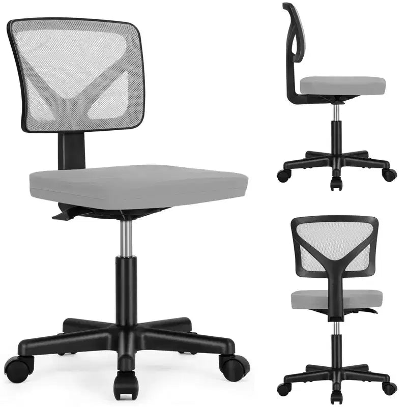 Sedia da ufficio senza braccioli in rete a schienale basso – Sedia ergonomica da lavoro leggera