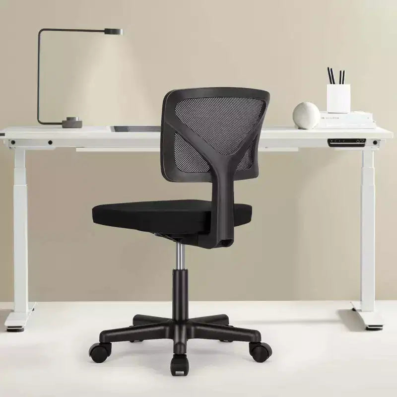 Sedia da ufficio senza braccioli in rete a schienale basso – Sedia ergonomica da lavoro leggera