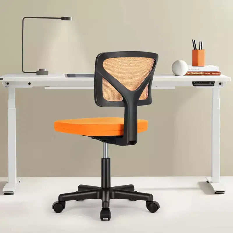 Sedia da ufficio senza braccioli in rete a schienale basso – Sedia ergonomica da lavoro leggera