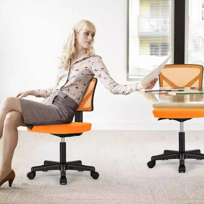 Sedia da ufficio senza braccioli in rete a schienale basso – Sedia ergonomica da lavoro leggera
