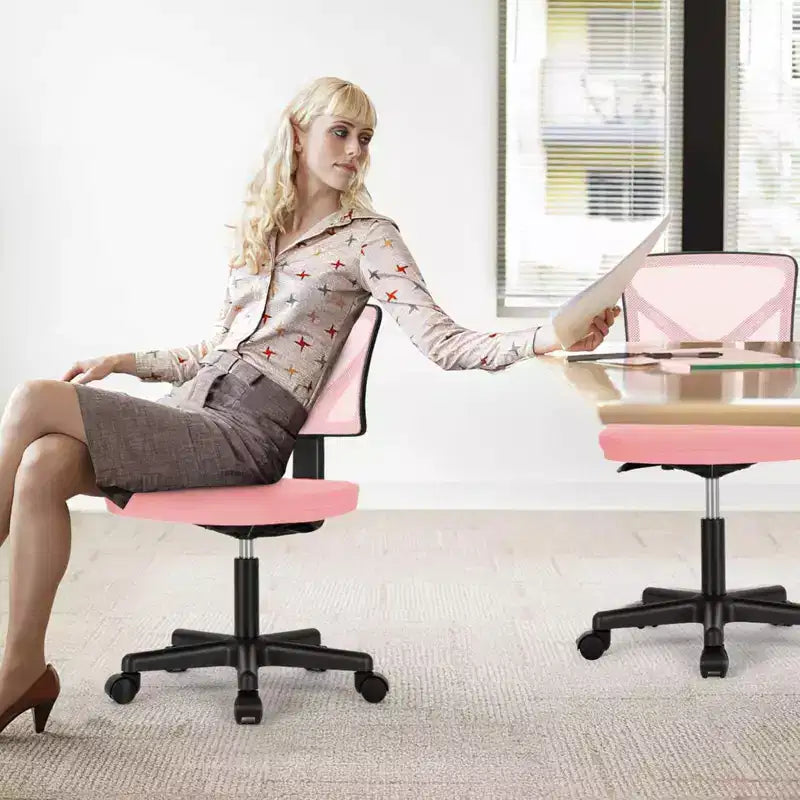Sedia da ufficio senza braccioli in rete a schienale basso – Sedia ergonomica da lavoro leggera