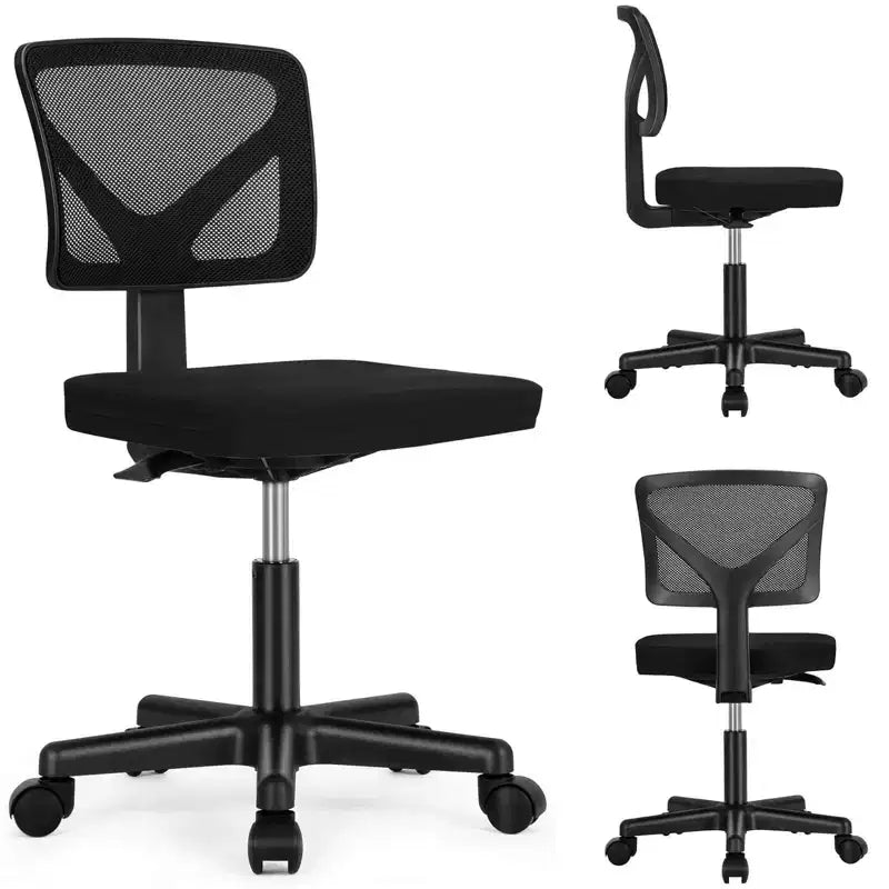 Sedia da ufficio senza braccioli in rete a schienale basso – Sedia ergonomica da lavoro leggera
