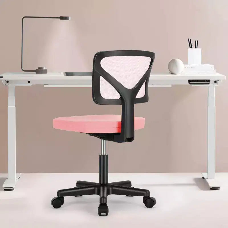 Sedia da ufficio senza braccioli in rete a schienale basso – Sedia ergonomica da lavoro leggera
