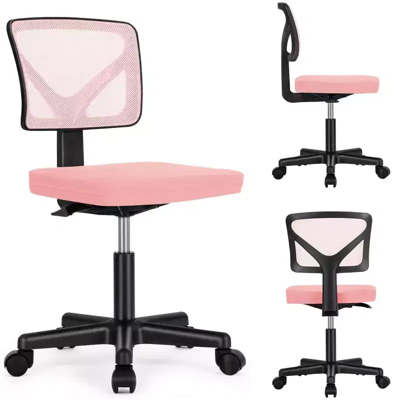Sedia da ufficio senza braccioli in rete a schienale basso – Sedia ergonomica da lavoro leggera