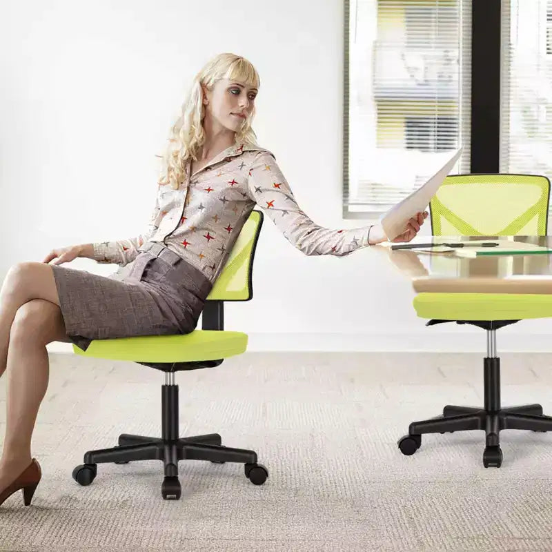 Sedia da ufficio senza braccioli in rete a schienale basso – Sedia ergonomica da lavoro leggera