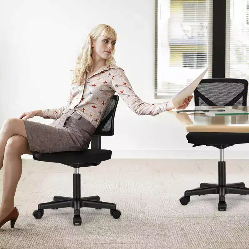 Sedia da ufficio senza braccioli in rete a schienale basso – Sedia ergonomica da lavoro leggera