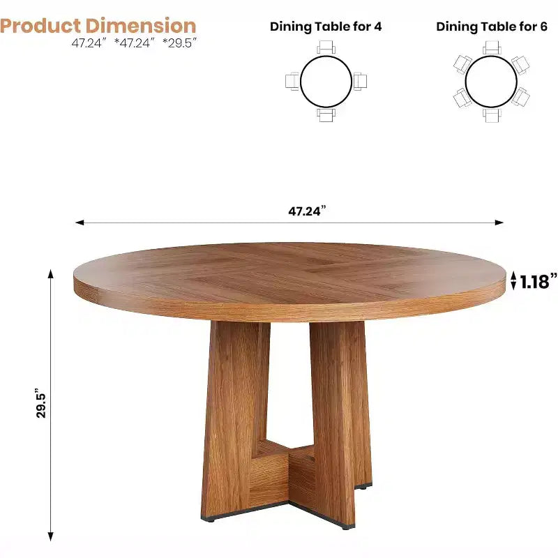 Tavolo da pranzo rotondo da 47" per 4-6 persone – Tavolo da cucina circolare