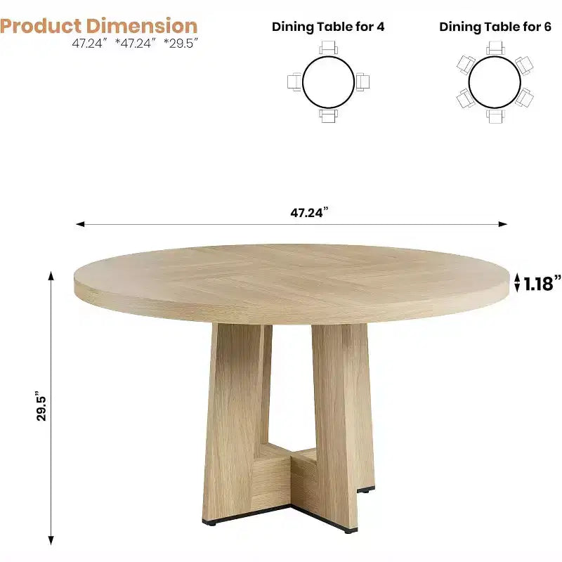 Tavolo da pranzo rotondo da 47" per 4-6 persone – Tavolo da cucina circolare