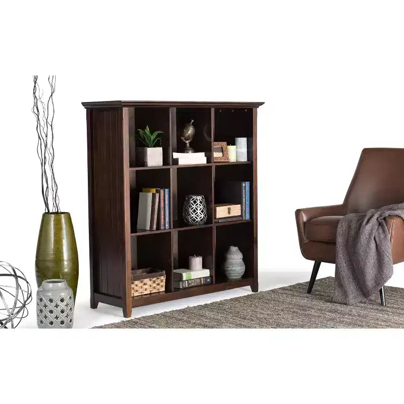 Libreria e Unità Contenitore a 9 Cubi in Legno Massello da 48" x 44" – Stile Transizionale