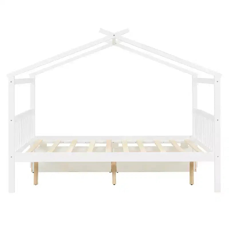 Letto a Casina in Legno con 2 Cassetti Contenitore – Struttura per Letto Montessori Singolo/Matrimoniale