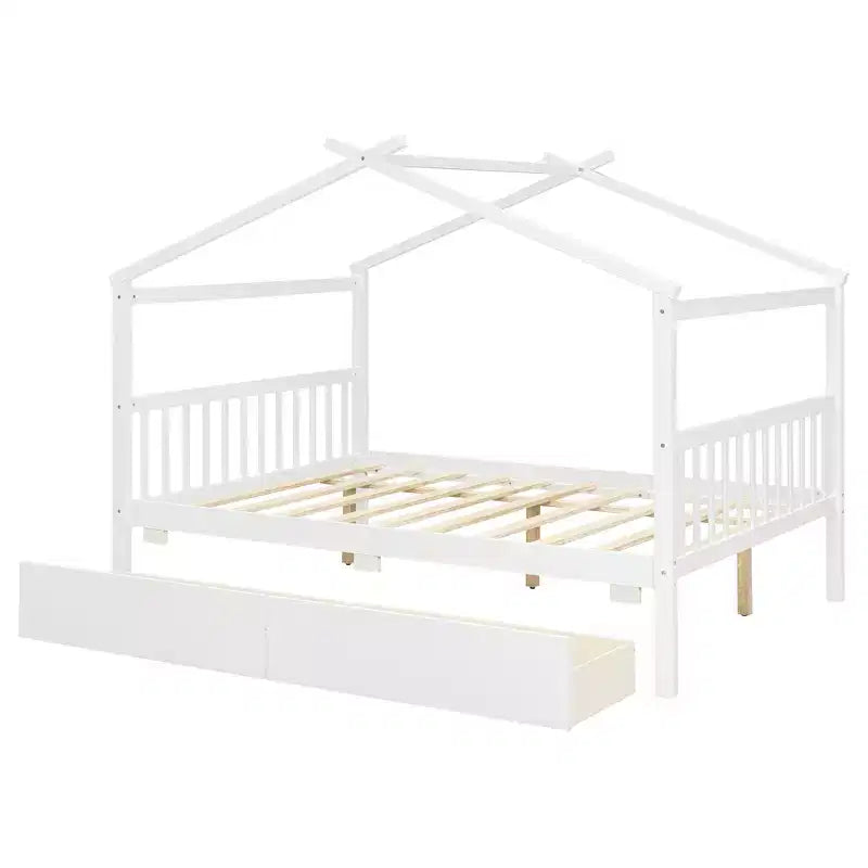 Letto a Casina in Legno con 2 Cassetti Contenitore – Struttura per Letto Montessori Singolo/Matrimoniale
