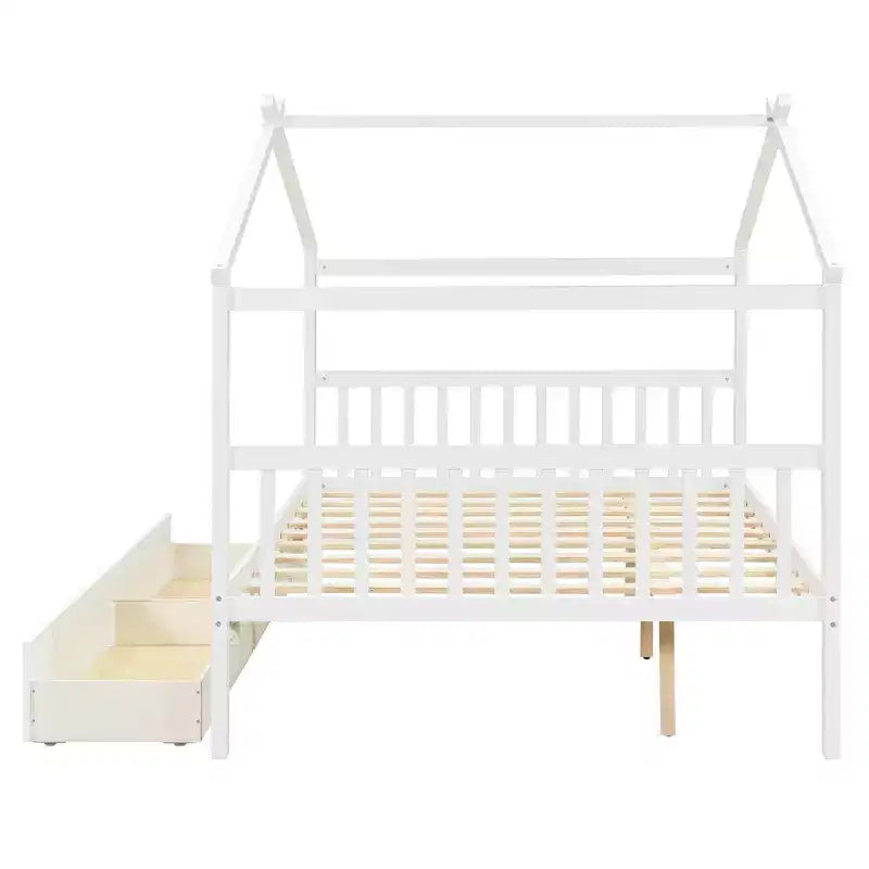Letto a Casina in Legno con 2 Cassetti Contenitore – Struttura per Letto Montessori Singolo/Matrimoniale