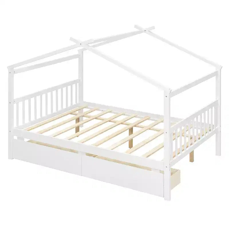Letto a Casina in Legno con 2 Cassetti Contenitore – Struttura per Letto Montessori Singolo/Matrimoniale