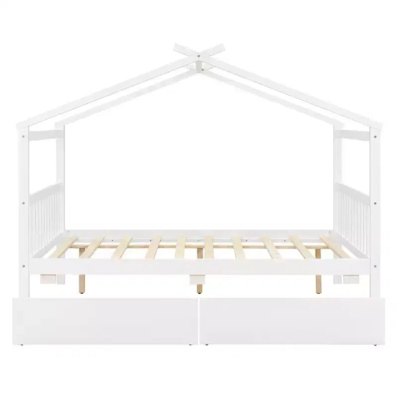 Letto a Casina in Legno con 2 Cassetti Contenitore – Struttura per Letto Montessori Singolo/Matrimoniale
