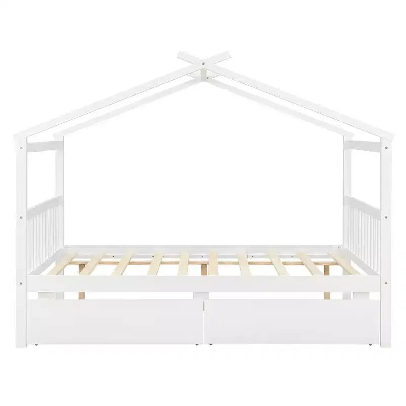 Letto a Casina in Legno con 2 Cassetti Contenitore – Struttura per Letto Montessori Singolo/Matrimoniale