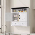 25x23.6 Inch Farmhouse Wall Mount Medicine Cabinet with Barn Door & Adjustable Shelves - White Storage for Bathroom Kitchen