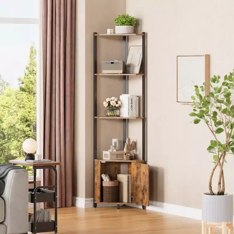 Libreria angolare industriale a 5 ripiani – Scaffale angolare per camera da letto, soggiorno, ufficio e cucina