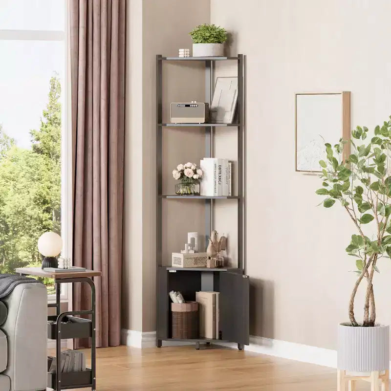 Libreria angolare industriale a 5 ripiani – Scaffale angolare per camera da letto, soggiorno, ufficio e cucina
