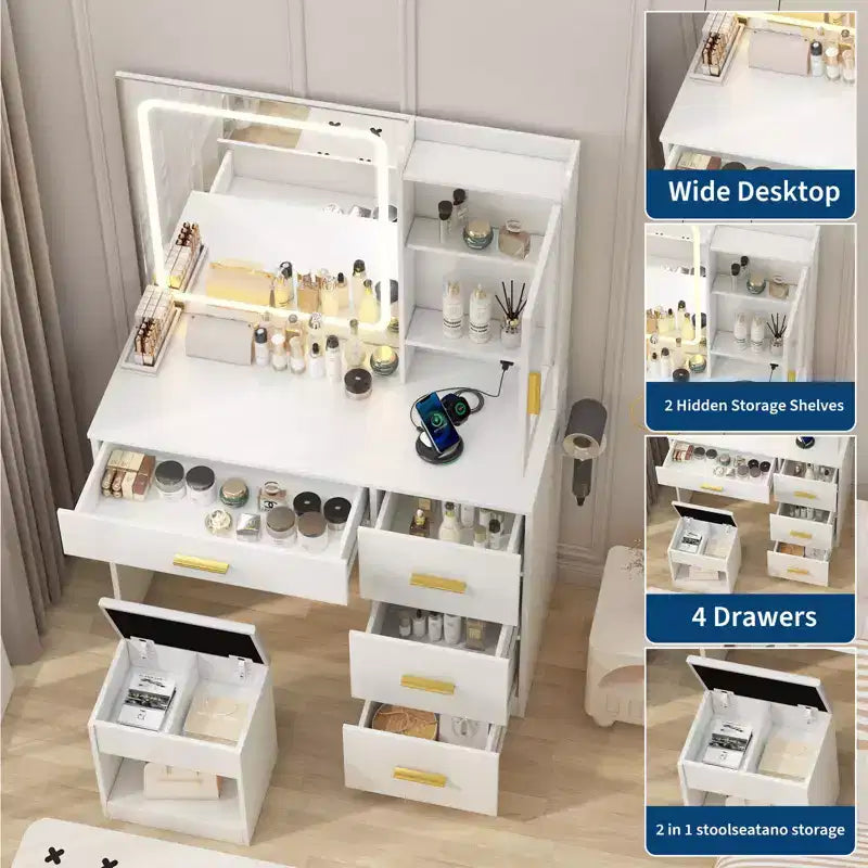Mobile Bar con portabottiglie – Credenza grigia con portabicchieri e cassetti