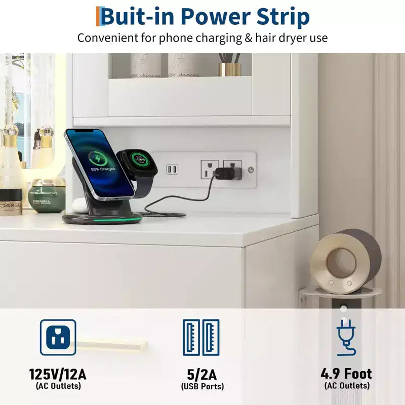 Mobile Bar con portabottiglie – Credenza grigia con portabicchieri e cassetti