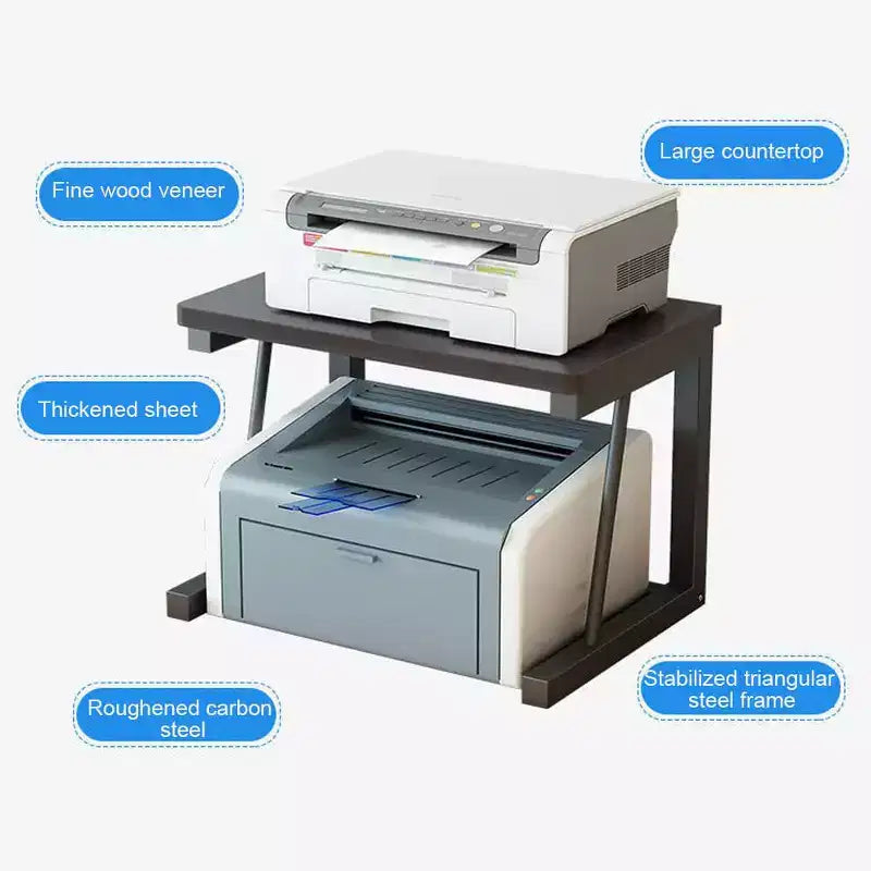 Supporto per stampante a due livelli in legno – Organizer desktop multifunzione per ufficio e casa