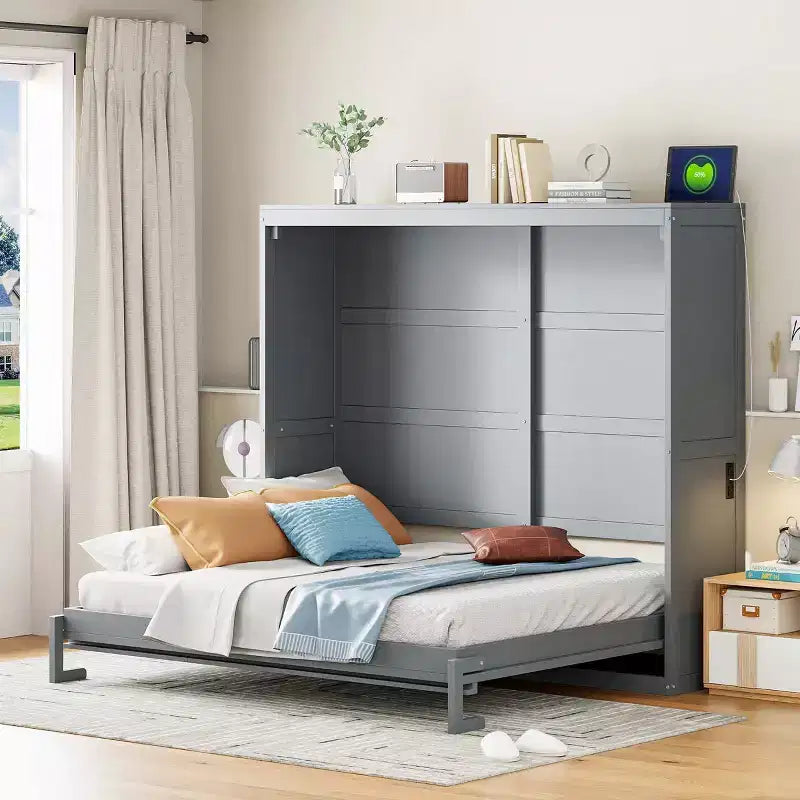 Letto a scomparsa matrimoniale standard – Armadio letto a muro grigio o bianco