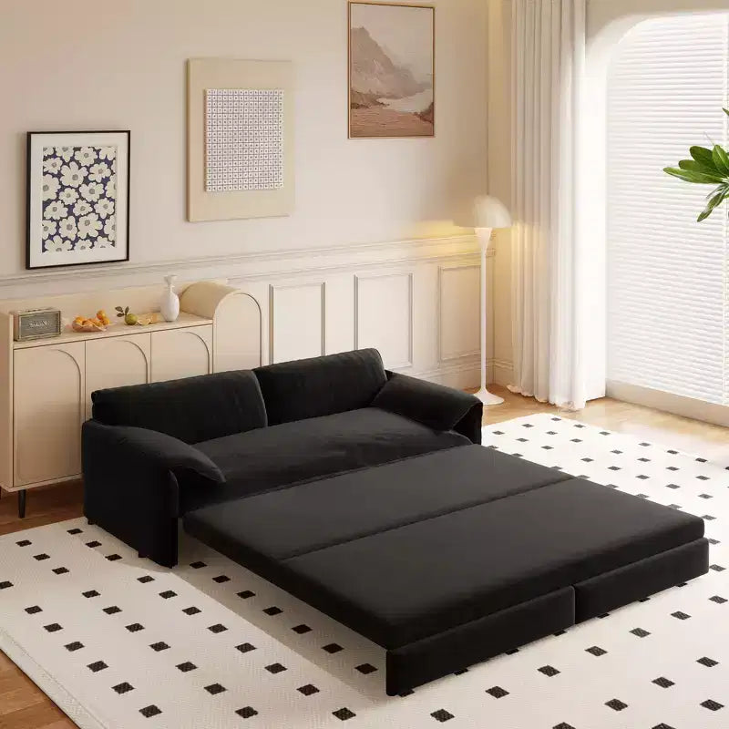 Divano letto matrimoniale Queen in velluto 3 in 1 – Divano convertibile estraibile da 66" con tasche laterali portaoggetti