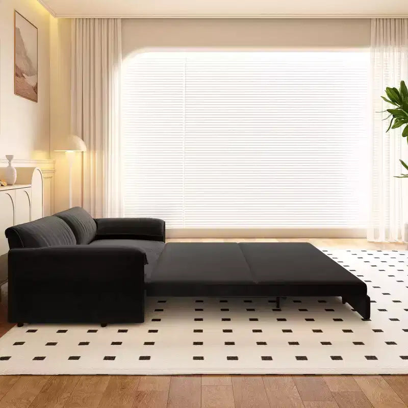 Divano letto matrimoniale Queen in velluto 3 in 1 – Divano convertibile estraibile da 66" con tasche laterali portaoggetti