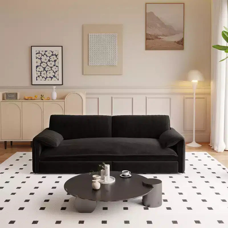 Divano letto matrimoniale Queen in velluto 3 in 1 – Divano convertibile estraibile da 66" con tasche laterali portaoggetti