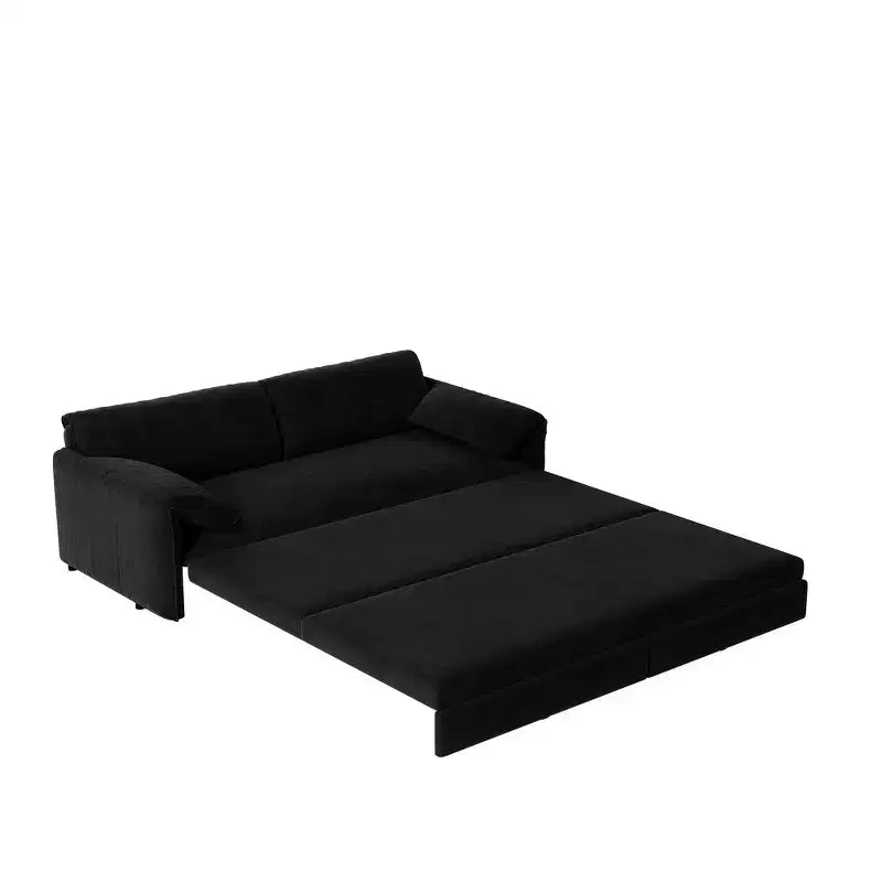 Divano letto matrimoniale Queen in velluto 3 in 1 – Divano convertibile estraibile da 66" con tasche laterali portaoggetti