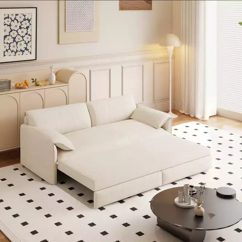 Divano letto matrimoniale Queen in velluto 3 in 1 – Divano convertibile estraibile da 66" con tasche laterali portaoggetti