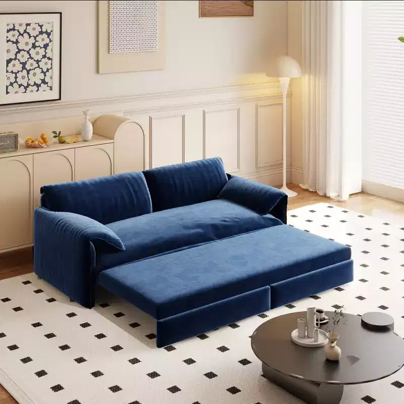 Divano letto matrimoniale Queen in velluto 3 in 1 – Divano convertibile estraibile da 66" con tasche laterali portaoggetti