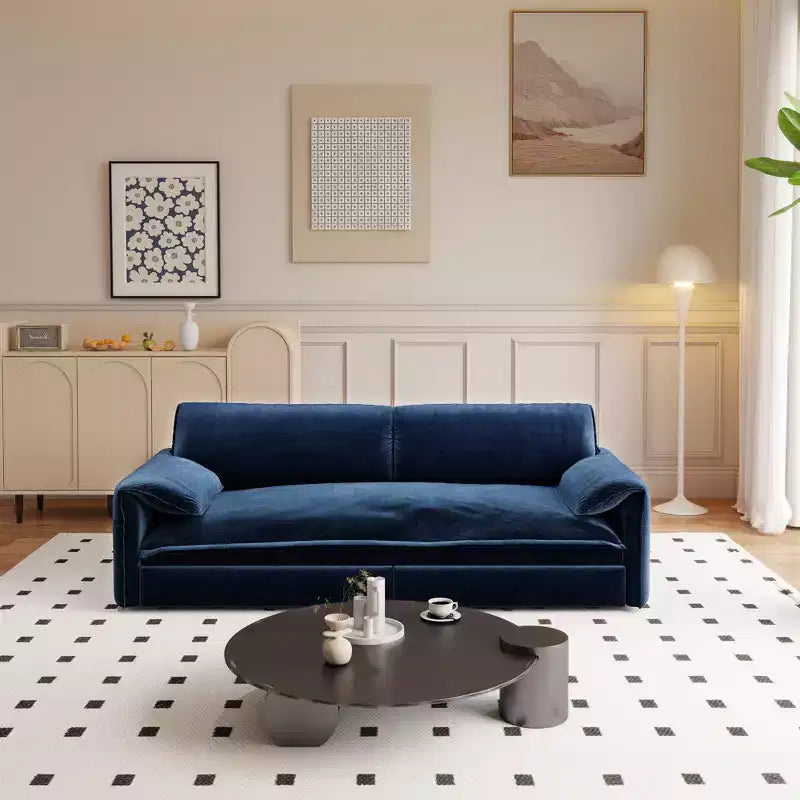 Divano letto matrimoniale Queen in velluto 3 in 1 – Divano convertibile estraibile da 66" con tasche laterali portaoggetti