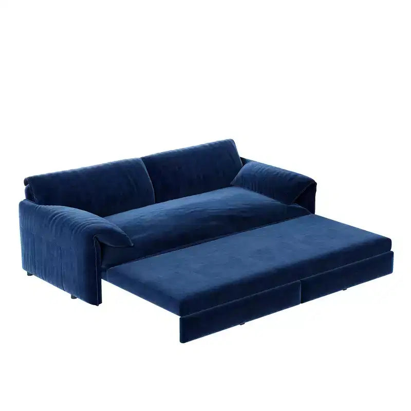 Divano letto matrimoniale Queen in velluto 3 in 1 – Divano convertibile estraibile da 66" con tasche laterali portaoggetti