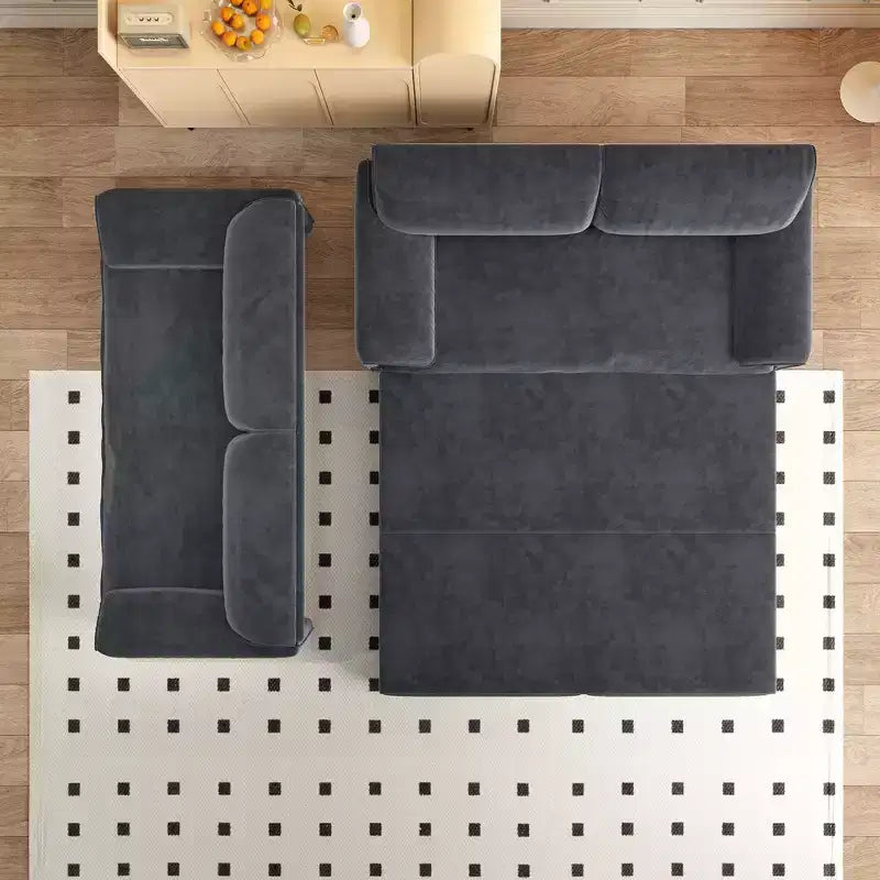 Divano letto matrimoniale Queen in velluto 3 in 1 – Divano convertibile estraibile da 66" con tasche laterali portaoggetti