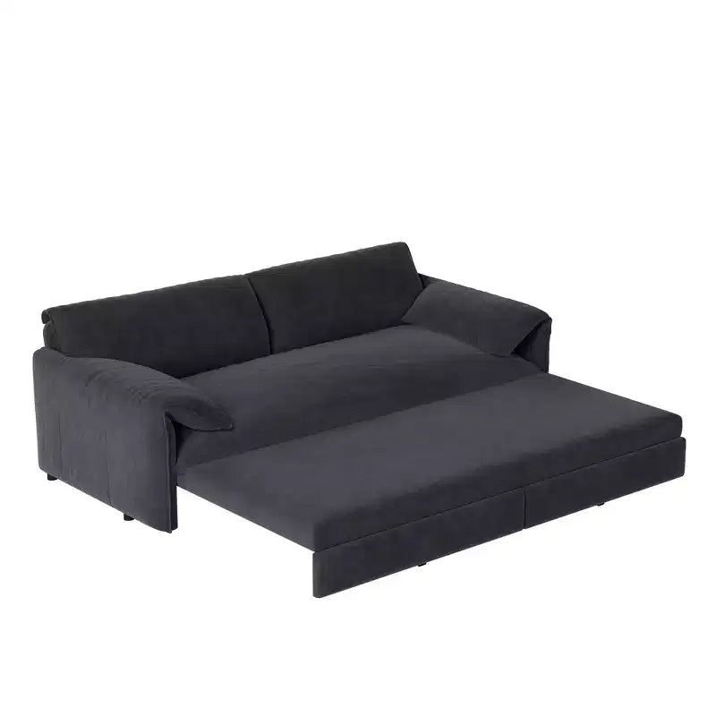 Divano letto matrimoniale Queen in velluto 3 in 1 – Divano convertibile estraibile da 66" con tasche laterali portaoggetti