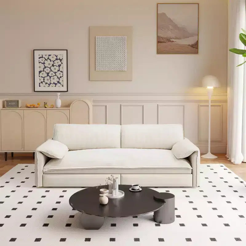 Divano letto matrimoniale Queen in velluto 3 in 1 – Divano convertibile estraibile da 66" con tasche laterali portaoggetti