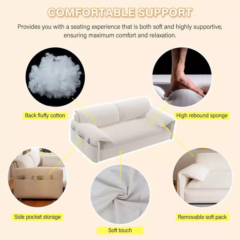 Divano letto matrimoniale Queen in velluto 3 in 1 – Divano convertibile estraibile da 66" con tasche laterali portaoggetti