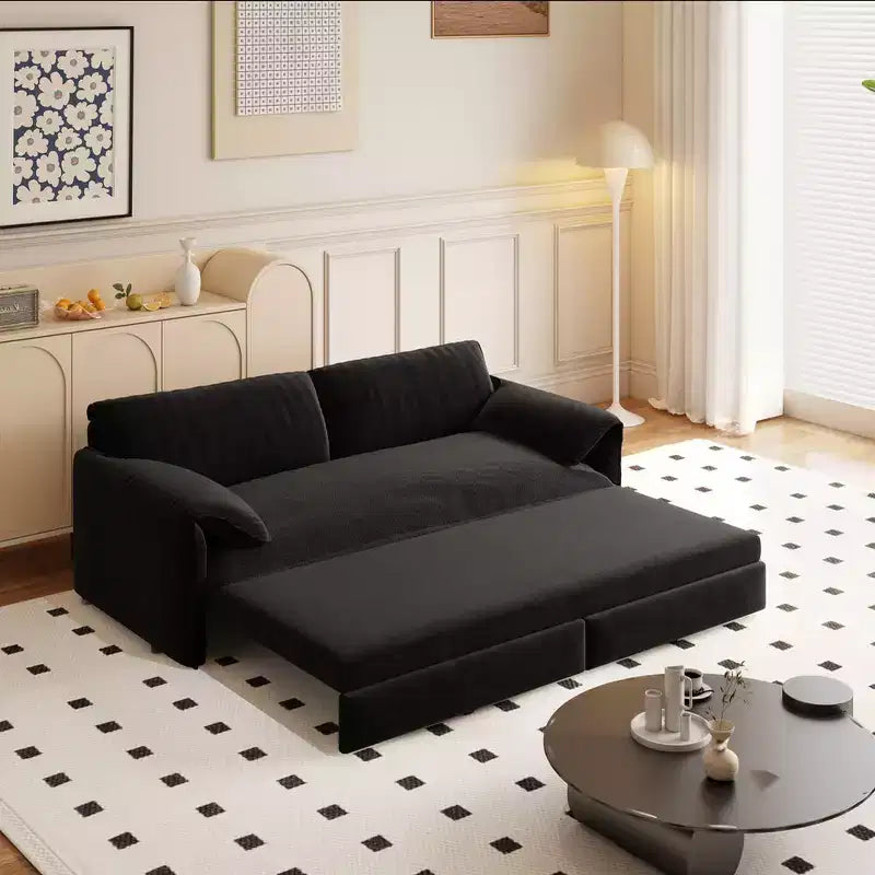 Divano letto matrimoniale Queen in velluto 3 in 1 – Divano convertibile estraibile da 66" con tasche laterali portaoggetti